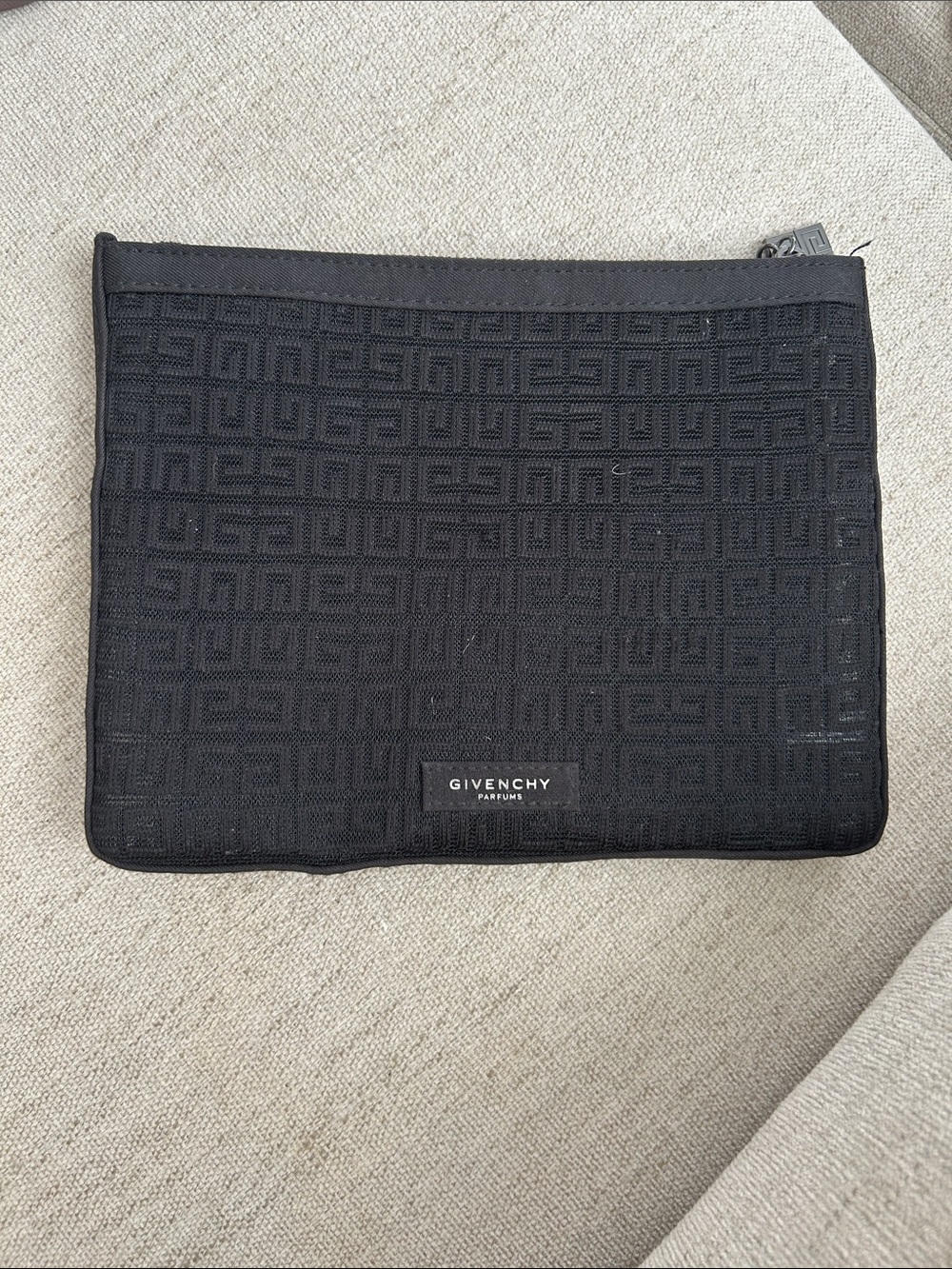 Givenchy Black Toiletry Pouch with Embossed Logo Pattern